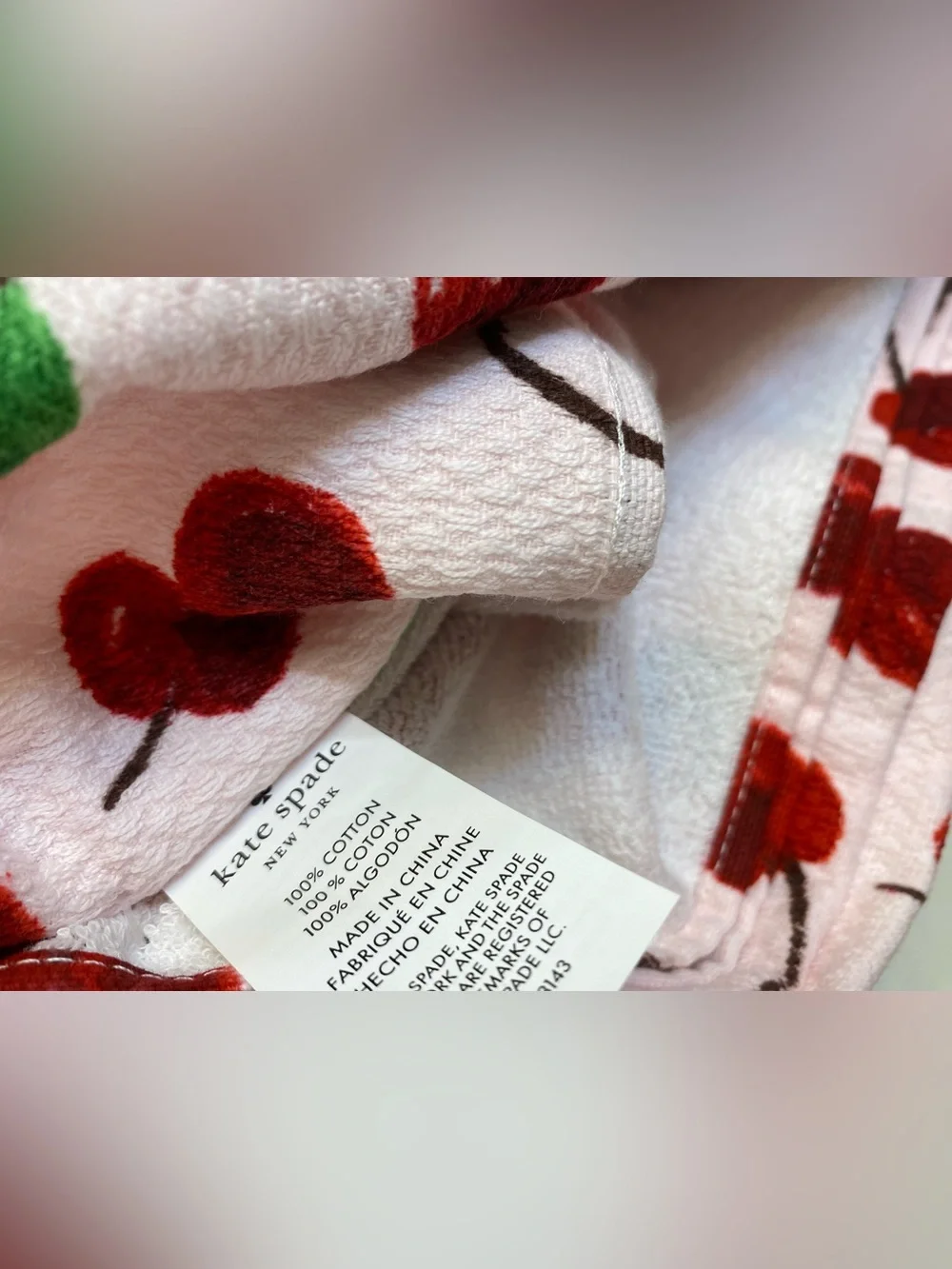 KATE SPADE ❤️(2) 100% Cotton KITCHEN TOWELS Cherry New